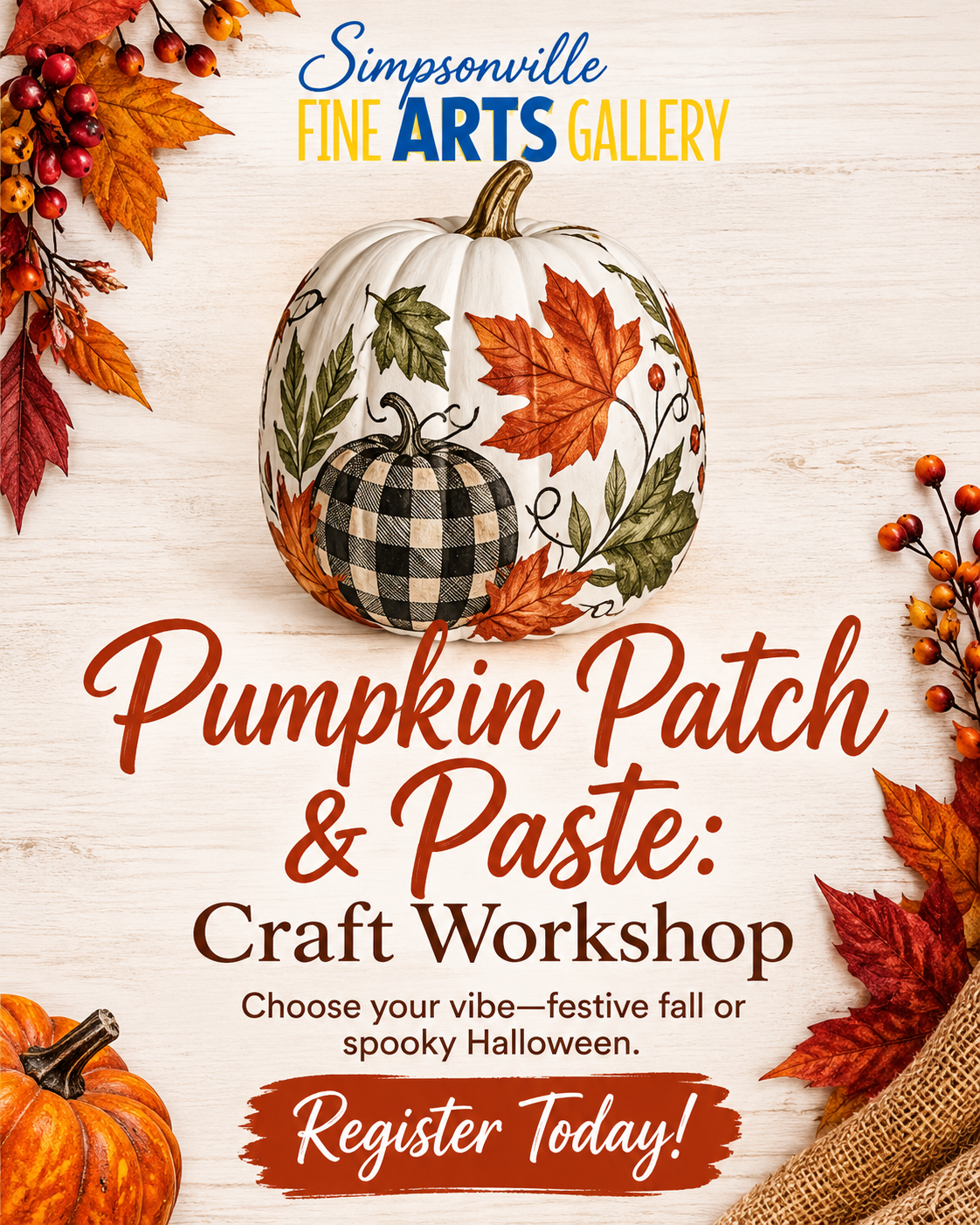 Simpsonville Fine Arts Gallery- Pumpkin Patch & Paste Craft Workshop